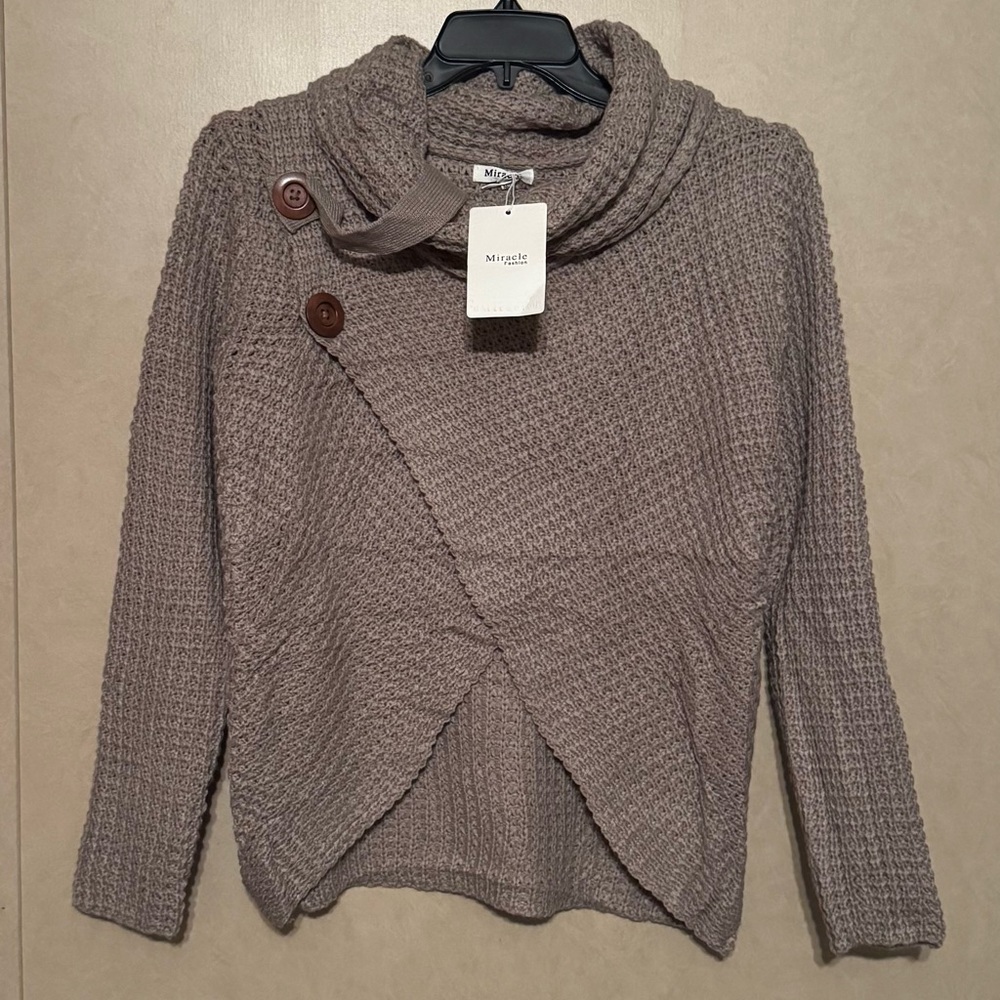 Miracle Taupe Cowl Neck Sweater